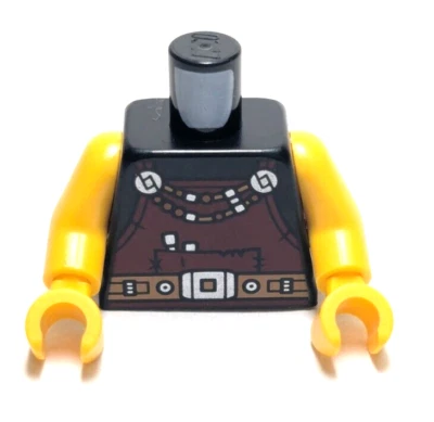 Lego - Minifigure туловище - без рукавов, черный кузнец, викинг, фартук, ремень - Изображение 1 из 2