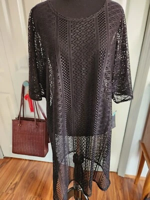 Apt. 9 Traje de Baño Manga Corta Malla Negro Cubrir, Talla Grande NUEVO CON ETIQUETAS Foto 1 de 3