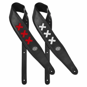 ░▒▓█ GAUCHO Padded Deluxe Gitarrengurte █▓▒░ Design Kreuz Cross rot weiß - Picture 1 of 3