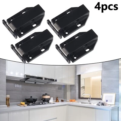 4PCS Door Push To Open Magnetic Cabinet Catch Heavy Duty Latch ABS Black UK - Image 1 of 4