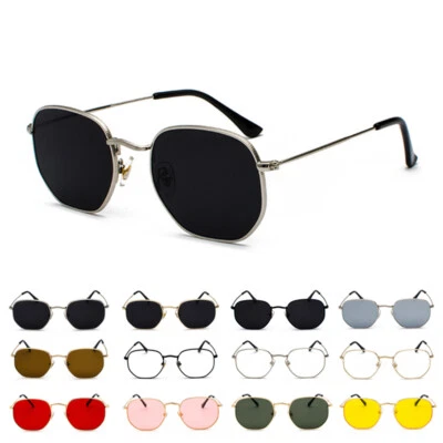 Hipster Hexagonal Sunglasses Men Women Vintage Metal Frame Retro Shade Glasses - Image 1 of 4