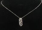 925 Sterlingsilber - glänzende echte Diamant Wirbel dünne Kette Halskette - NE2064