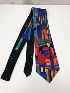 Neu ohne Etikett Surrey schwarz/bunt Skyline Herren Polyester Krawatte 58 Zoll (035) - Bild 1 von 7