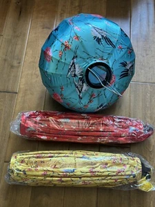 Set 3 Vietnamesische 35” R x 21” L Seide Laternen Garten Party Deko Neu - Bild 1 von 11