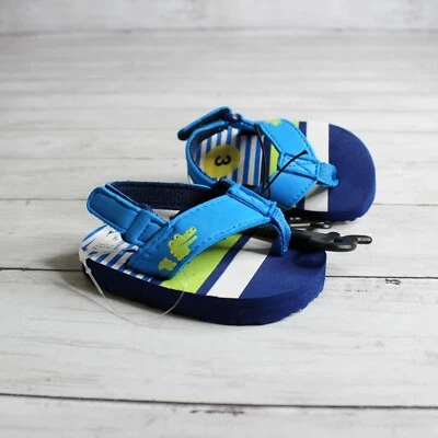 Baby Boy's Flip Flop Sandals Infant Shoe Size 3 Blue Green Alligator - Image 1 of 4