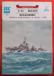 Foglio per modellismo JSC 51, Destroyer Z 32 BLEXEN BOLKOBURG in scala 1:400 - Foto 1 di 10