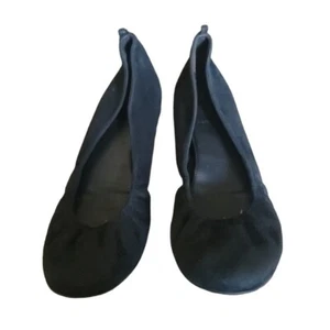 J Crew Black CeCe Round Toe Sued Flats Size 8.5 made in Italy slip on Italian - Picture 1 of 6