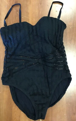 Kenneth Cole Negro Todo Mallado Sumergir Una Pieza Negro, Lg Foto 1 de 2