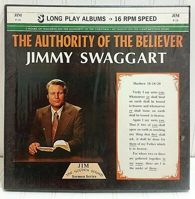 Vtg JIMMY SWAGGART Vinyl Box Set Authority Of The Believer 5 LP 16 rpm SEALED - Image 1 of 4
