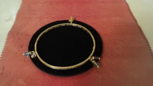 ITALIAN GOLD 14k SLIP ON BANGLE BRACELET ZIRCON 5 GEMSTONES *11.8gr - Picture 1 of 6
