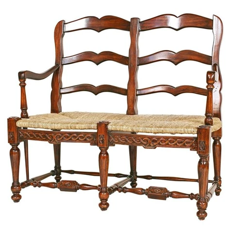 44" MAHOGANY GRAND PARISIAN UPRIGHT ROYAL CONNECTING SLATS SETTEE FURNITURE Cover