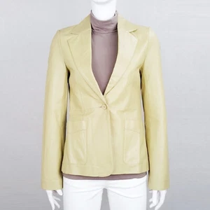 VERO MODA BERTA Fitted Blazer Leather Jacket Patch Pocket Cream Ivory Beige M-S - Picture 1 of 11