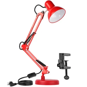 Metal Adjustable Swing Arm Desk Lamp, Eye-Caring Study Desk Lamps Red - Picture 1 of 7