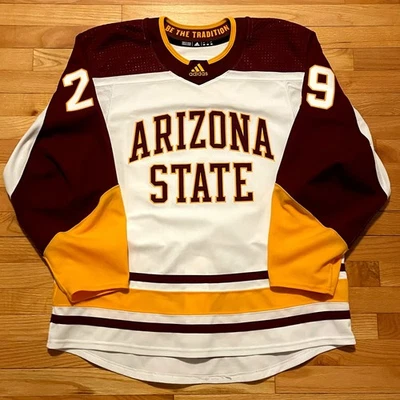 Arizona State NCAA Adidas MiC Juego Usado Retro Hockey Jersey Talla 56 Gordon Foto 1 de 4