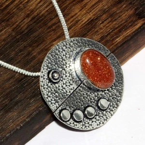 Outstanding Sandstone 925 Silver Plated Necklace 16" Unique Gift GW - Picture 1 of 3