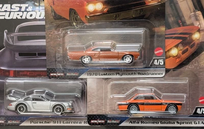 Hot Wheels Fast & Furious Premium Alfa Romeo / '70 Road Runner / Porsche RS - Immagine 1 di 4