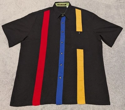 Vintage Alan Stuart Shirt Men XL Black Color Block Disco Made In USA Button Down - Image 1 of 4