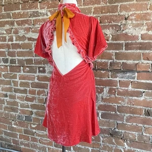 Free People Minikleid Gummi Tropfen Samt Mandarine Small S neu mit Etikett UVP 168,00 $ - Bild 1 von 17