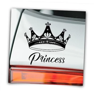 Calcomanía adhesiva troquelada corona princesa para coche, portátiles, pared habitación niñas negra Foto 1 de 4