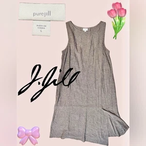 Pure Jill Linen Womens Sleeveless Midi Dress Size L Gray - Picture 1 of 13
