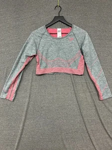 Gymshark Hyper Amplify Cropped Top Women's XL Gray Stretch Long Sleeve Workout - Picture 1 of 9