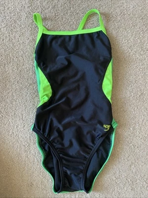 Traje de baño Speedo para niñas talla 26 negro y verde de una pieza  Foto 1 de 4