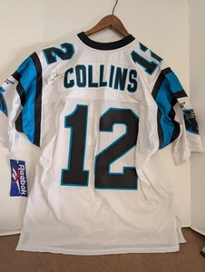 NUEVO CON ETIQUETAS Camiseta Reebok CAROLINA PANTHERS KERRY COLLINS Autografiada Grande Inaugural - Imagen 1 de 18