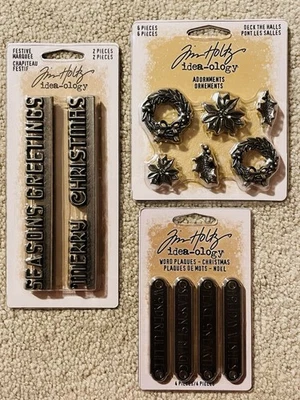 Tim Holtz Idea-ología Navidad Carpa Festiva, Placas de Palabras, Adornos Coronas Foto 1 de 4