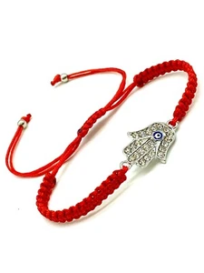 Kristall Hamsa Hand geflochten Schnur Armband #2927 - Bild 1 von 23