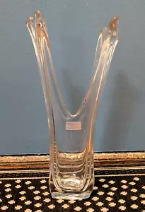 Vtg Toscany Japan Crystal Clear Glass Swung Vase with Box 13" tall - Picture 1 of 13