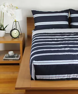 Super King Hudson Stripe Comforter Navy Blue | Bnb Supplies - Picture 1 of 1