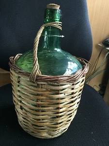 alte Korbflasche in Weidegeflecht,60/70er Jahre - Bild 1 von 3