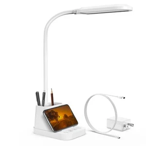 AXX White LED Desk Lamp with USB Charging Port Flexible Gooseneck Table Light... - Picture 1 of 6