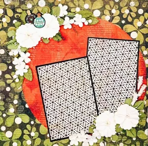 Fiori e addobbi natalizi grigi basici fatti a mano 12x12 pagina album prefabbricati - Foto 1 di 3