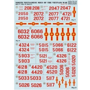 Calcomanías de guerra de Vietnam del Norte MIGs (Mig 17 Mig 19 Mig 21) 1:72 PS 72-116 - Imagen 1 de 5