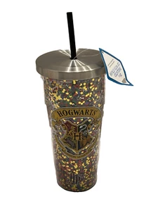 NEW Harry Potter Hogwarts Glitter Insulated Cup Tumblr With Straw 20 oz. B - Picture 1 of 7