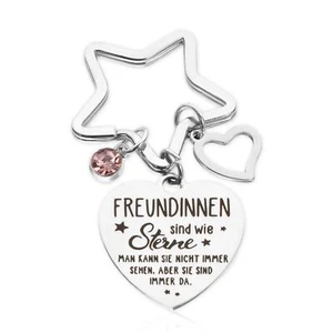 Schlüsselanhänger mit Gravur Beste Freundin Geschenk Stern Schlüsselring Freu... - Bild 1 von 7