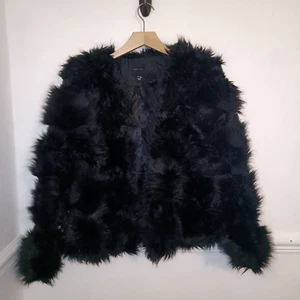 New Look Womens Jacket Coat Black Size M UK 14 16 Faux Fur Cropped Mob Wife - Picture 1 of 9