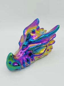 Rainbow Titanio Aura Cuarzo Cráneo de Dragón Grande - Talla de Cabeza de Dragón Arco Iris - Imagen 1 de 10