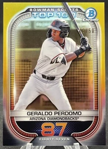 Geraldo Perdomo /50 2021 Bowman Cromo Oro Rifrattore Top 100 Prospettive - Foto 1 di 2