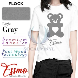 Camiseta gris claro de vinilo de transferencia de calor Flock HTV 20" planchar sobre prensa de calor DF16 - Imagen 1 de 7