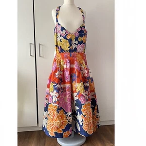 Anthropologie Plus Maeve Bow-Back Midi Dress Floral Pockets UK 22 US 18 RRP£165 - Picture 1 of 11