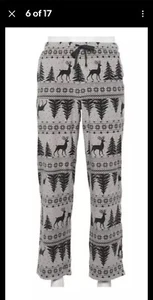 Men Xmas Winter Pajama Pants Large Soft Microfleece Pockets Deer Pine Tree NWT!! - Picture 1 of 7