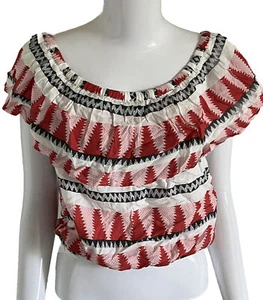 ELAN Off Shoulder Ruffle Halter Crop Top XL Aztec Festival Summer NWT Western - Picture 1 of 5