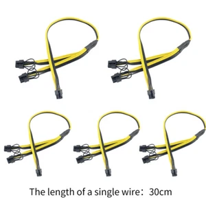 XT-XINTE PCI-E 6Pin Male to Dual 8(6+2) Pin Adapter Cable 16AWG +18AWG Mining - Photo 1/2