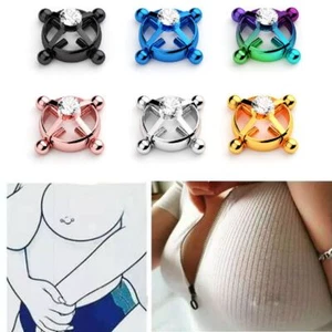 Screw Fake Clip On Fake Piercing Nipple Ring Non-Piercing Body Jewelry - Picture 1 of 16