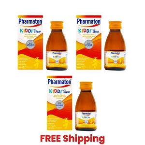 3 X Pharmaton Kiddi CL Syrup 100ml Multivitamin with Lysine & Calcium - Picture 1 of 5
