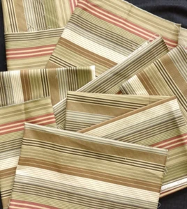 Striped Brown/Beige Upholstery Fabric Remnants 2 lbs 3 oz - Picture 1 of 11