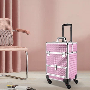 Carro organizador de almacenamiento de maquillaje con ruedas rosa EE. UU. - Imagen 1 de 21
