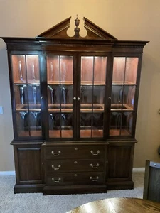 Ethan Allen China Cabinet Pristine Cherry Georgian Court Two Piece - Picture 1 of 12